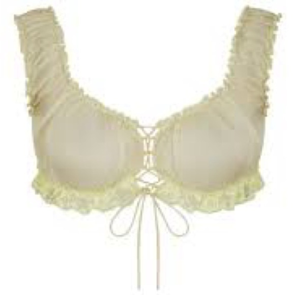 Romance Lace Square Neck Silk Bralette Sage Multi NWT Size Small ❤️